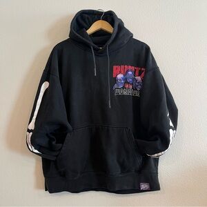 RUNTS World Tour Black Graphic Skull Hoodie with Sleeve Bones